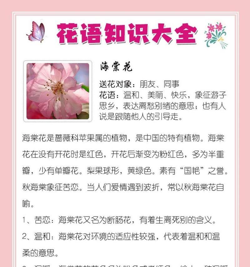 海棠花（激发感情的海棠花）